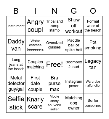 Barcelona Beach Bingo Card