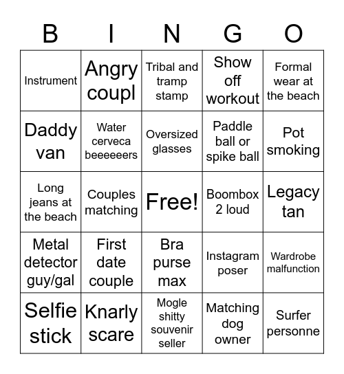 Barcelona Beach Bingo Card