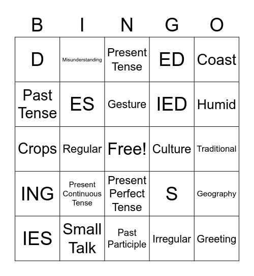 Level 3 Chapter 1 and 2 Bingo Card