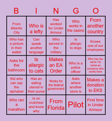 Find Me a Customer Bingo Card