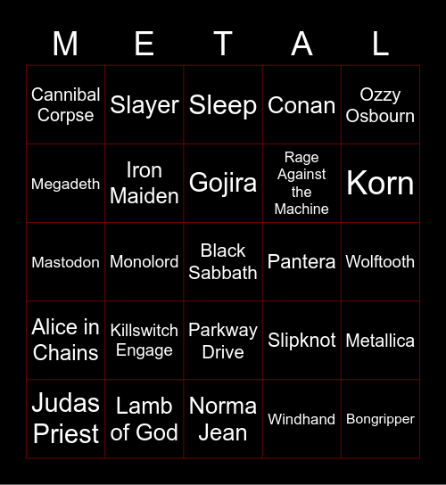 Soundgrowler Metal Loteria Bingo Card