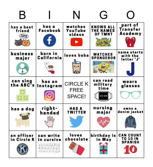 Circle K Bingo Fun! Bingo Card