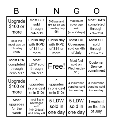 NUCar Bingo Bonanza Bingo Card