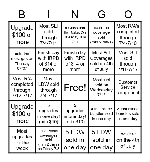 NUCar Bingo Bonanza Bingo Card