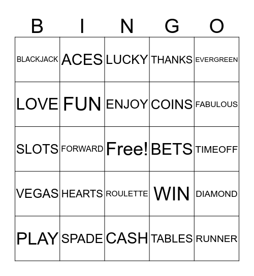 Casino Bingo Card
