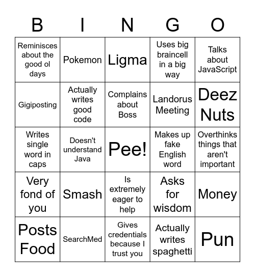 Bingino Bingo Card