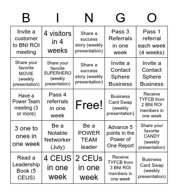 BNI ROI BINGO SS Bingo Card