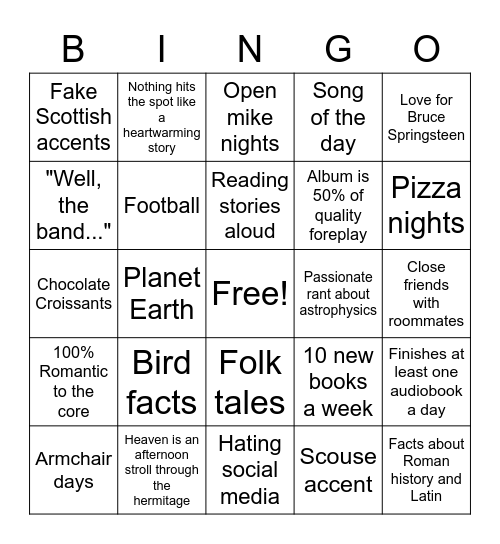 Joe Bingo Card