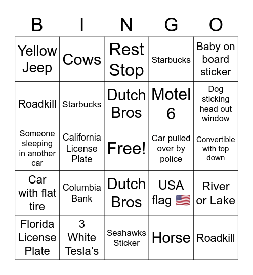 Sunriver Bingo Card