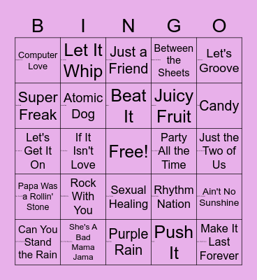 1970's and 1980s Bingo Card