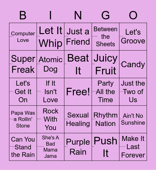 1970's and 1980s Bingo Card