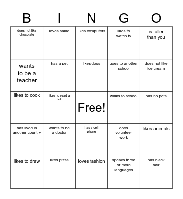 Find Someone Who... Bingo Card