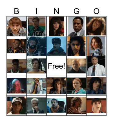 Stranger Things Death Bingo Card