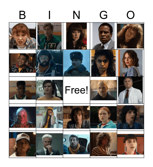 Stranger Things Death Bingo Card