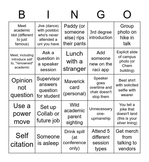 Congress Bingo Card