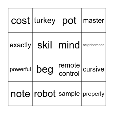 Bingo Card