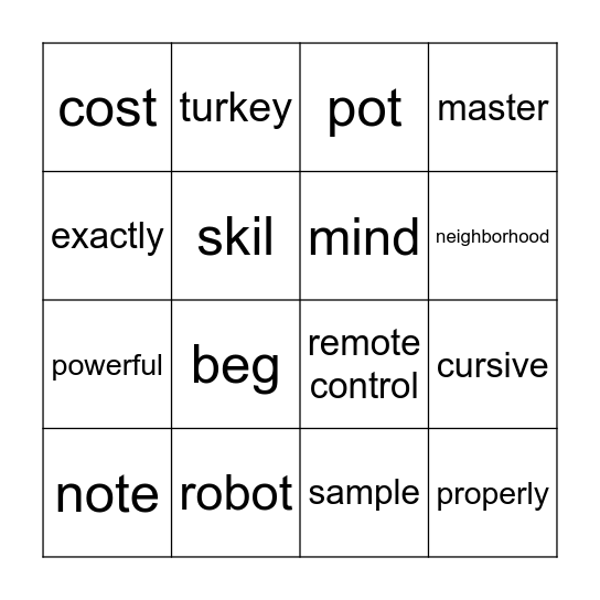 Bingo Card