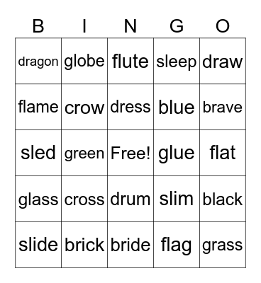 Phonics Monster 4 - Units 1&2 Bingo Card