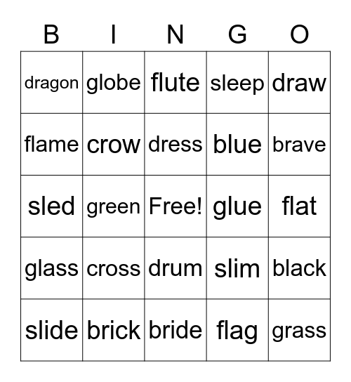 Phonics Monster 4 - Units 1&2 Bingo Card