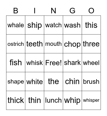 Phonics Monster 4 Units 3&4 Bingo Card