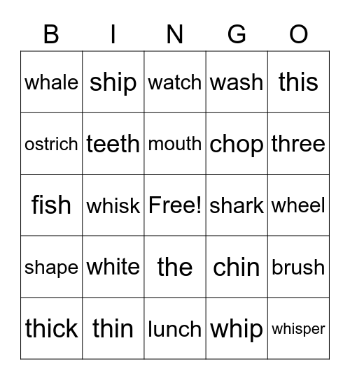 Phonics Monster 4 Units 3&4 Bingo Card
