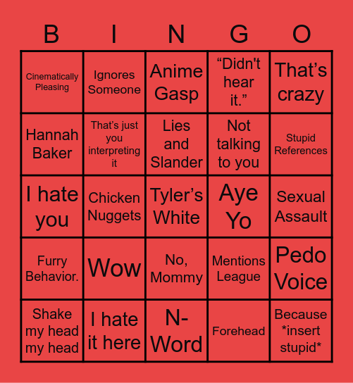 Tyler Speaks Bingo Card