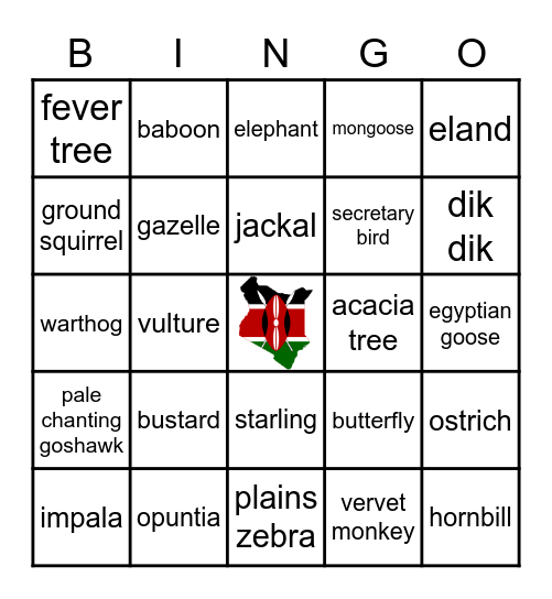 SAFARI Bingo Card