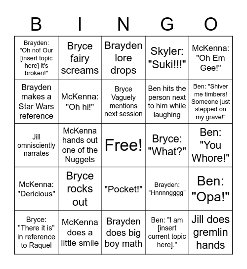 DND Bingo Card