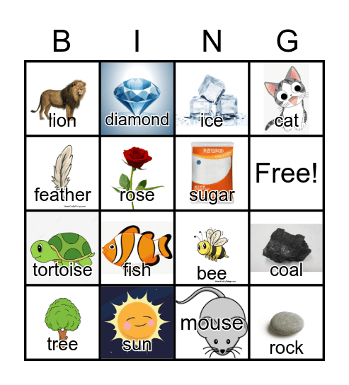 simile Bingo Card