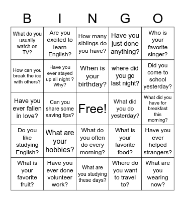 Untitled Bingo Card