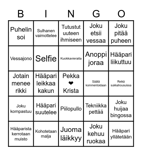 Hääbingo Card