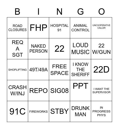 CALLTAKER Bingo Card