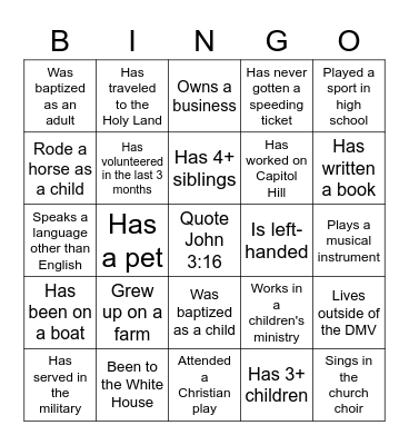 Ice Breaker Bingo Card