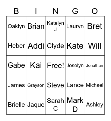 Hardy Family Reunion Bingo Card