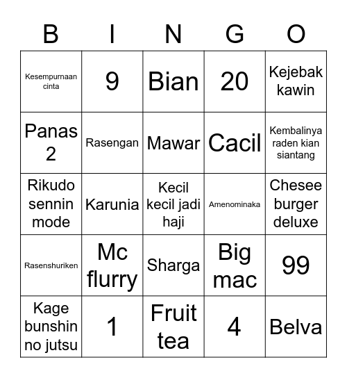 Untitled Bingo Card