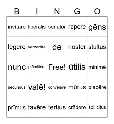 Stage 11 Vocabulary Bingo Card