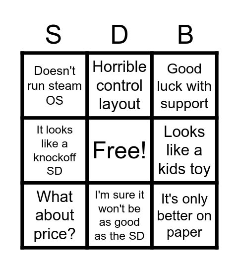 Steamdeck Bingo Card
