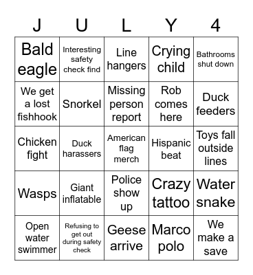 DAR Bingo Card
