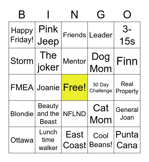 Farewell Joan Bingo! Bingo Card