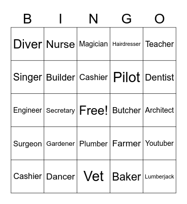 occupation Bingo Card