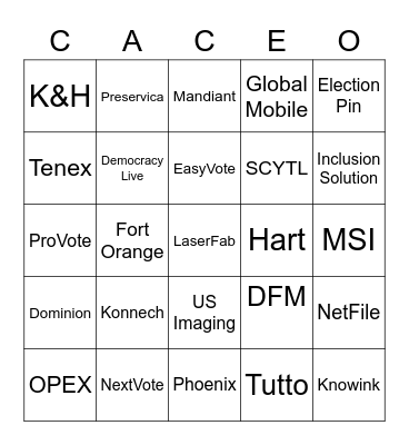 CACEO Bingo Card