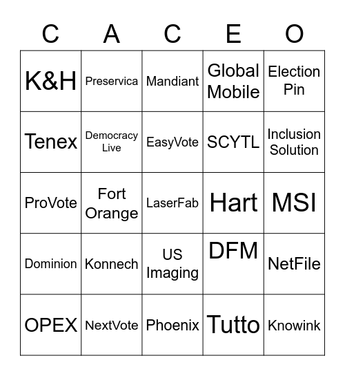 CACEO Bingo Card