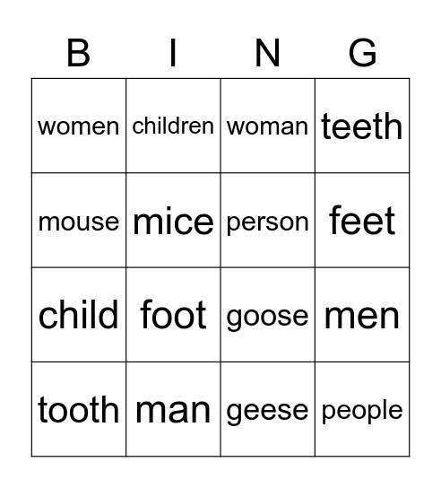 Bingo, Week 7, Class 1 Bingo Card