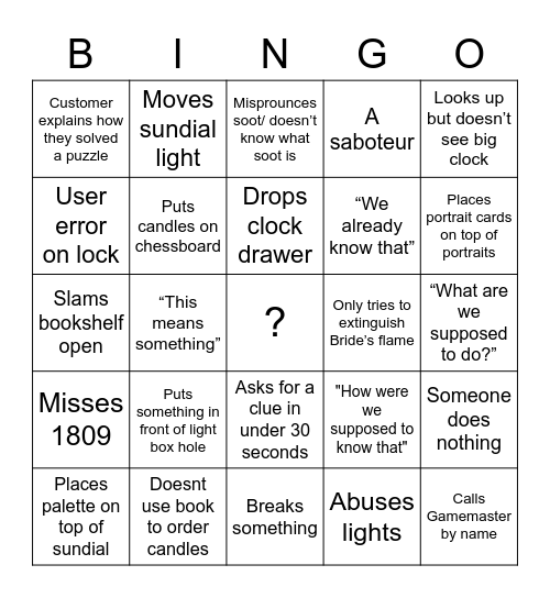 Portrait Bingo Card