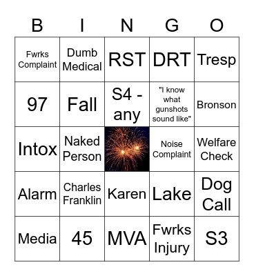 Fireworks vs Gunshots Bingo Card