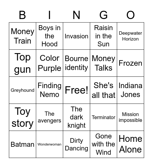 Name the Movie! Bingo Card