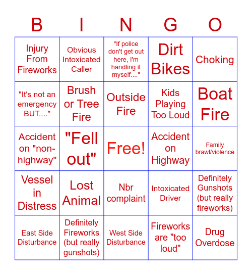 July 4th Bingo - 911 Bingo Card