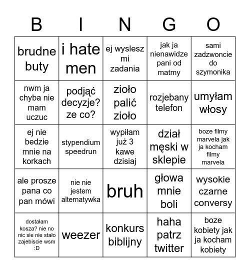 Angieszka dombek Bingo Card