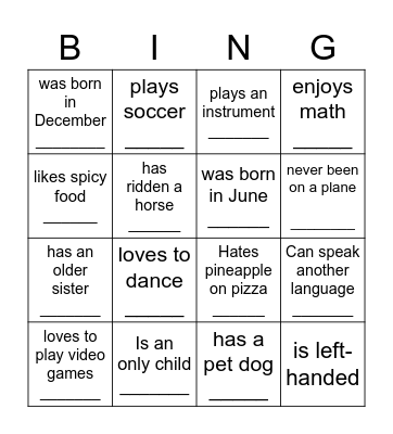 Find someone who Bingo Card