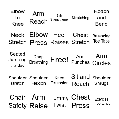 Chair Exercises Bingo Card